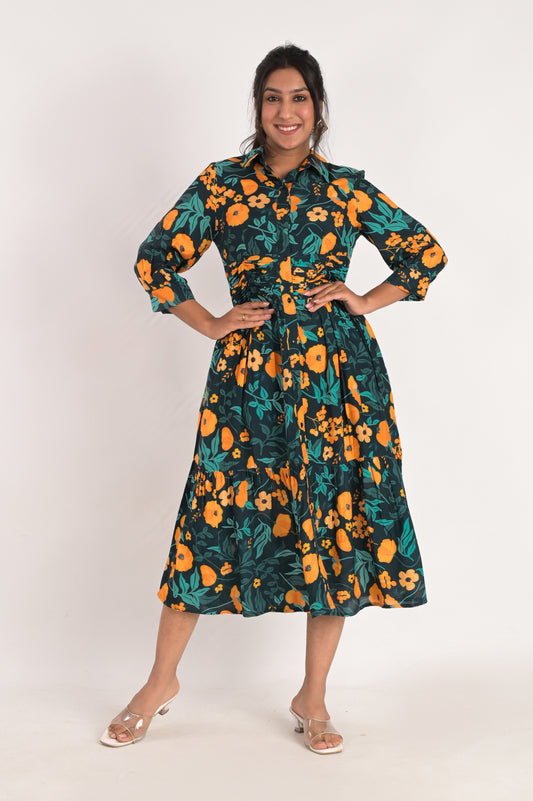 Teal Blue Muslin Dress