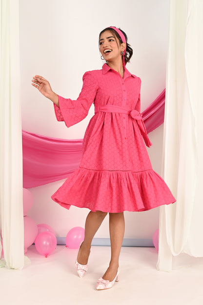 Barbie Pink Midi Bliss Dress KIZI Apparels Barbie Pink Midi Bliss Dress KIZI Apparels