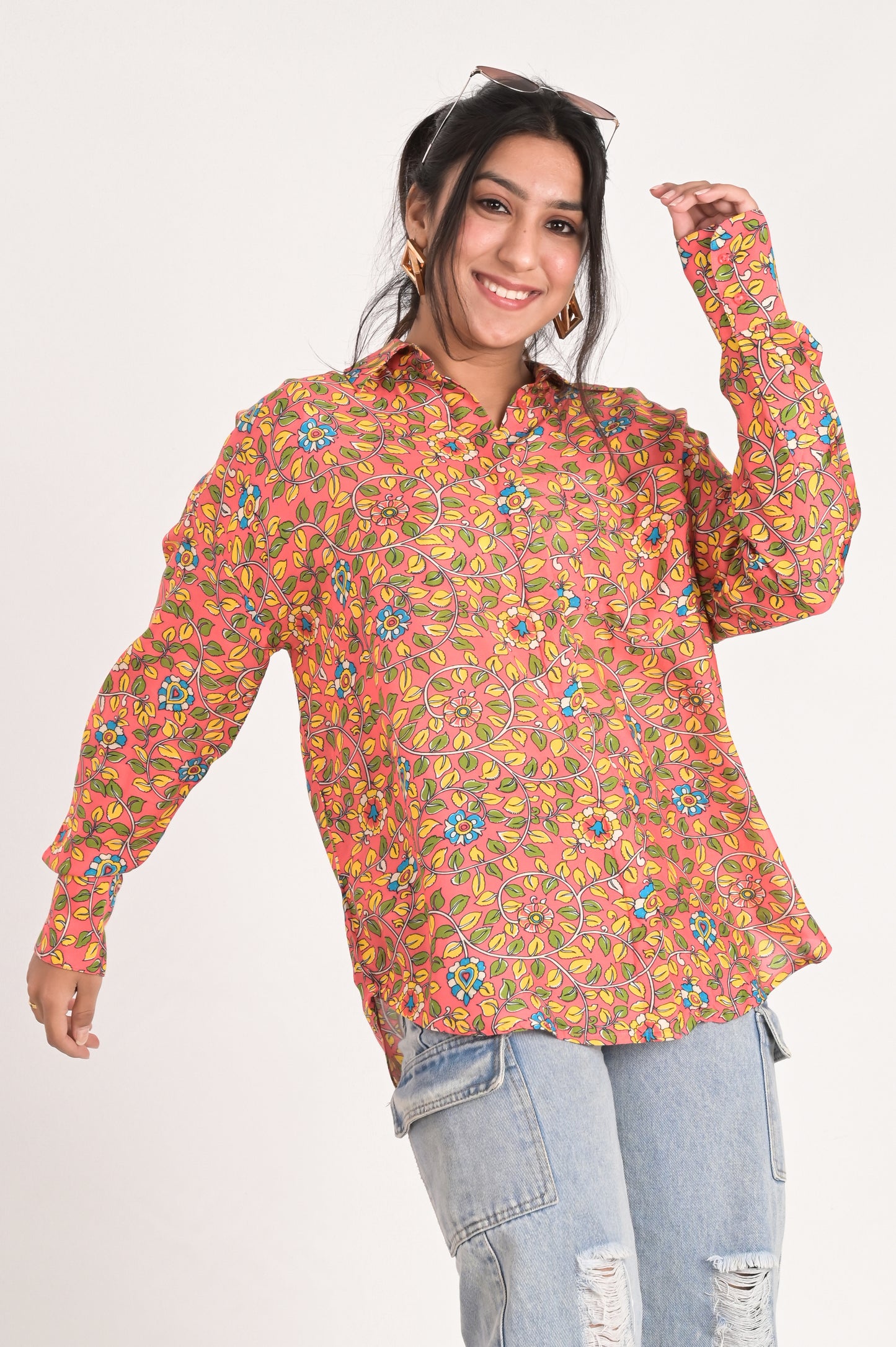 Peach Paisley Print Shirt