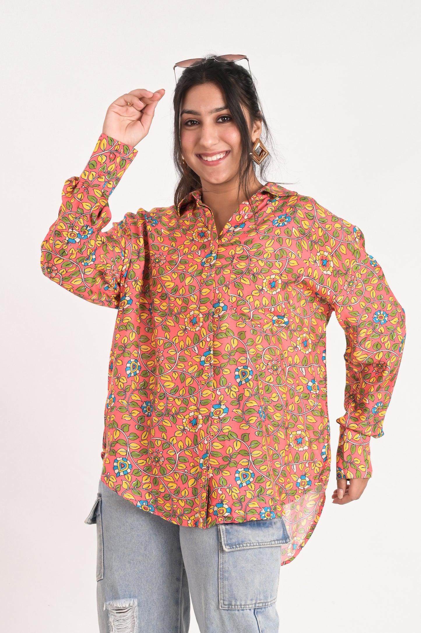 Peach Paisley Print Shirt