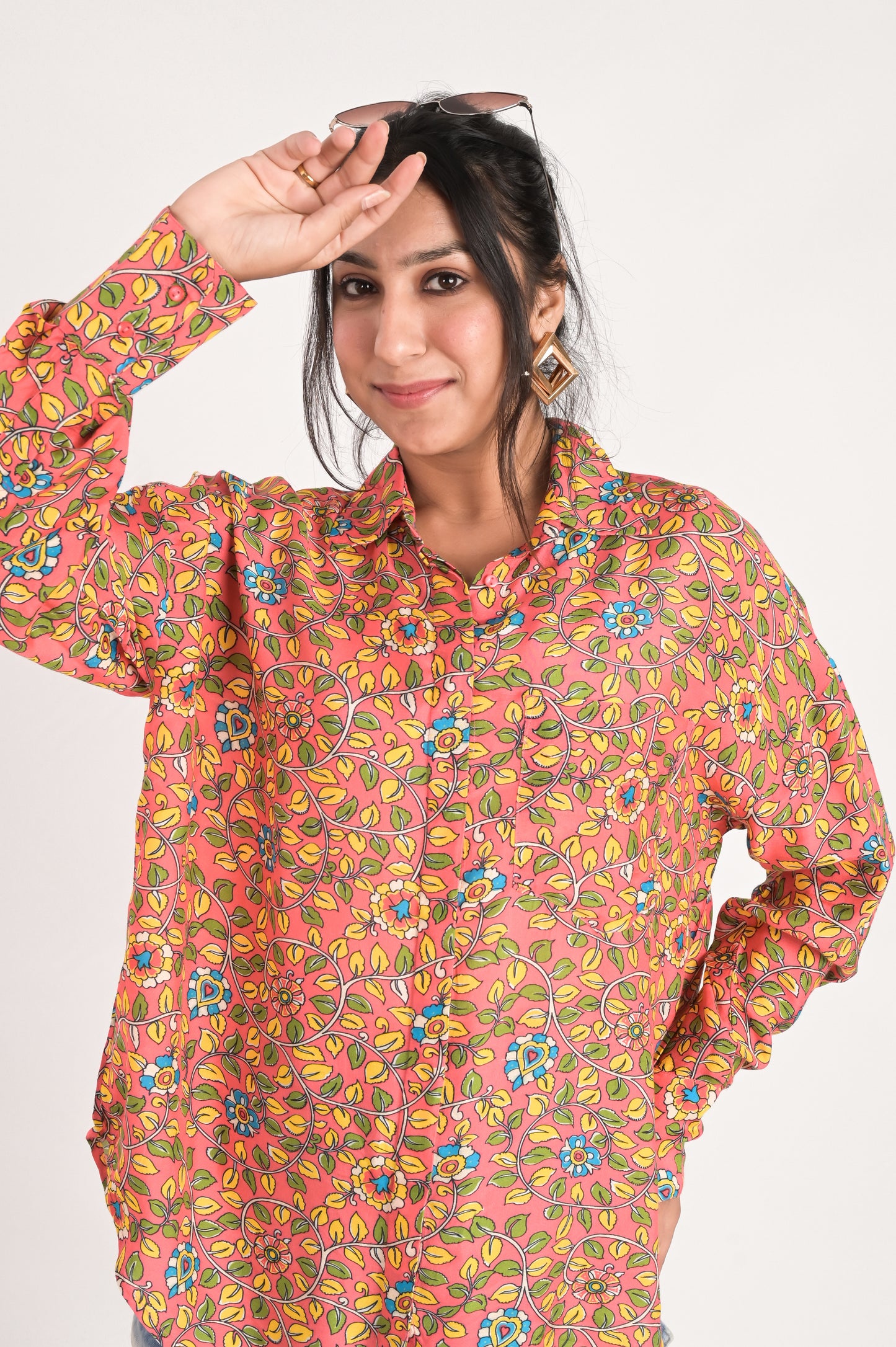 Peach Paisley Print Shirt