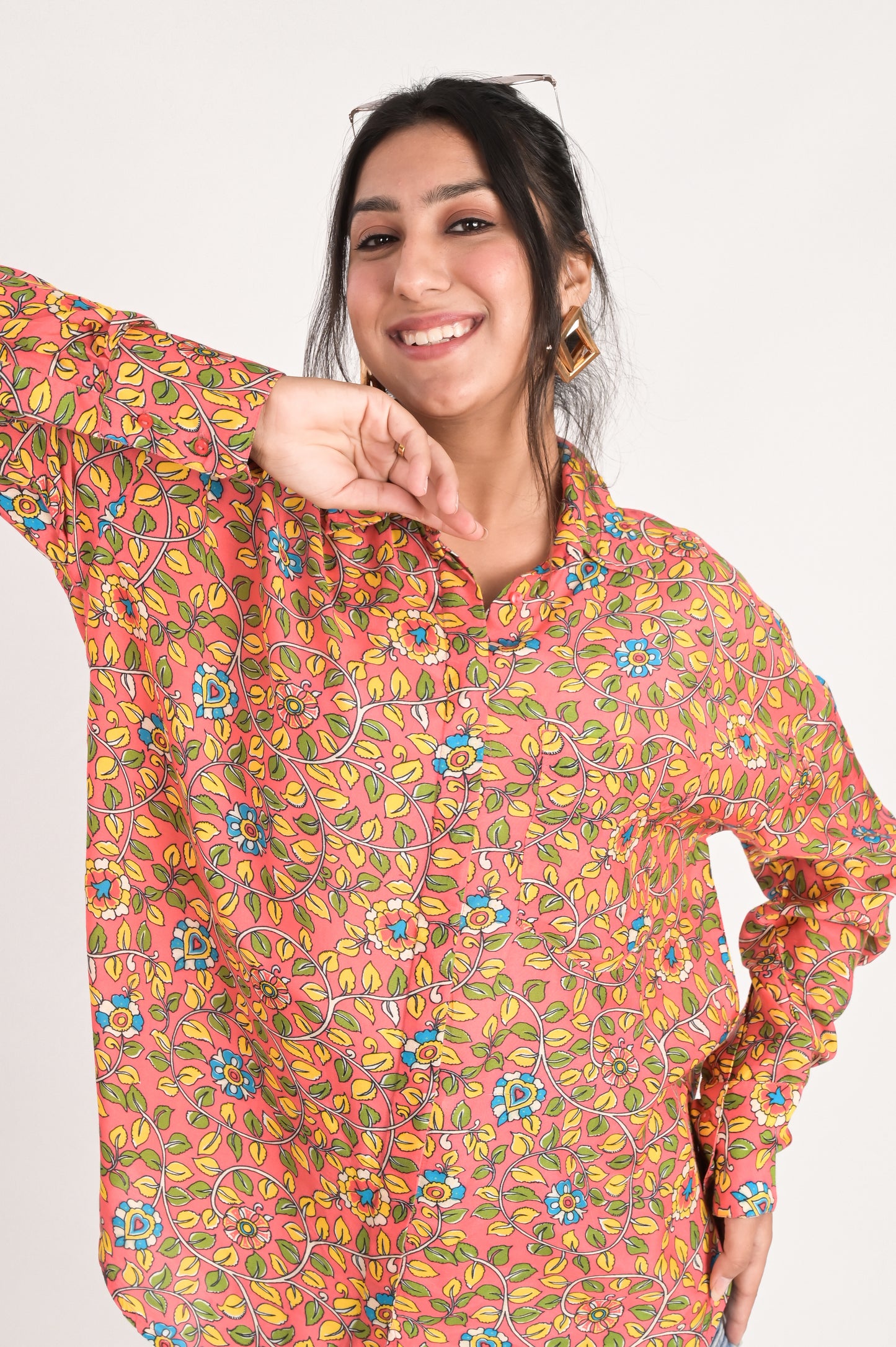 Peach Paisley Print Shirt