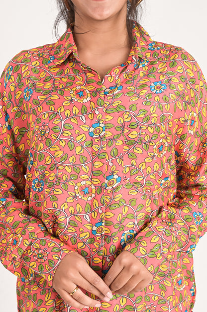 Peach Paisley Print Shirt