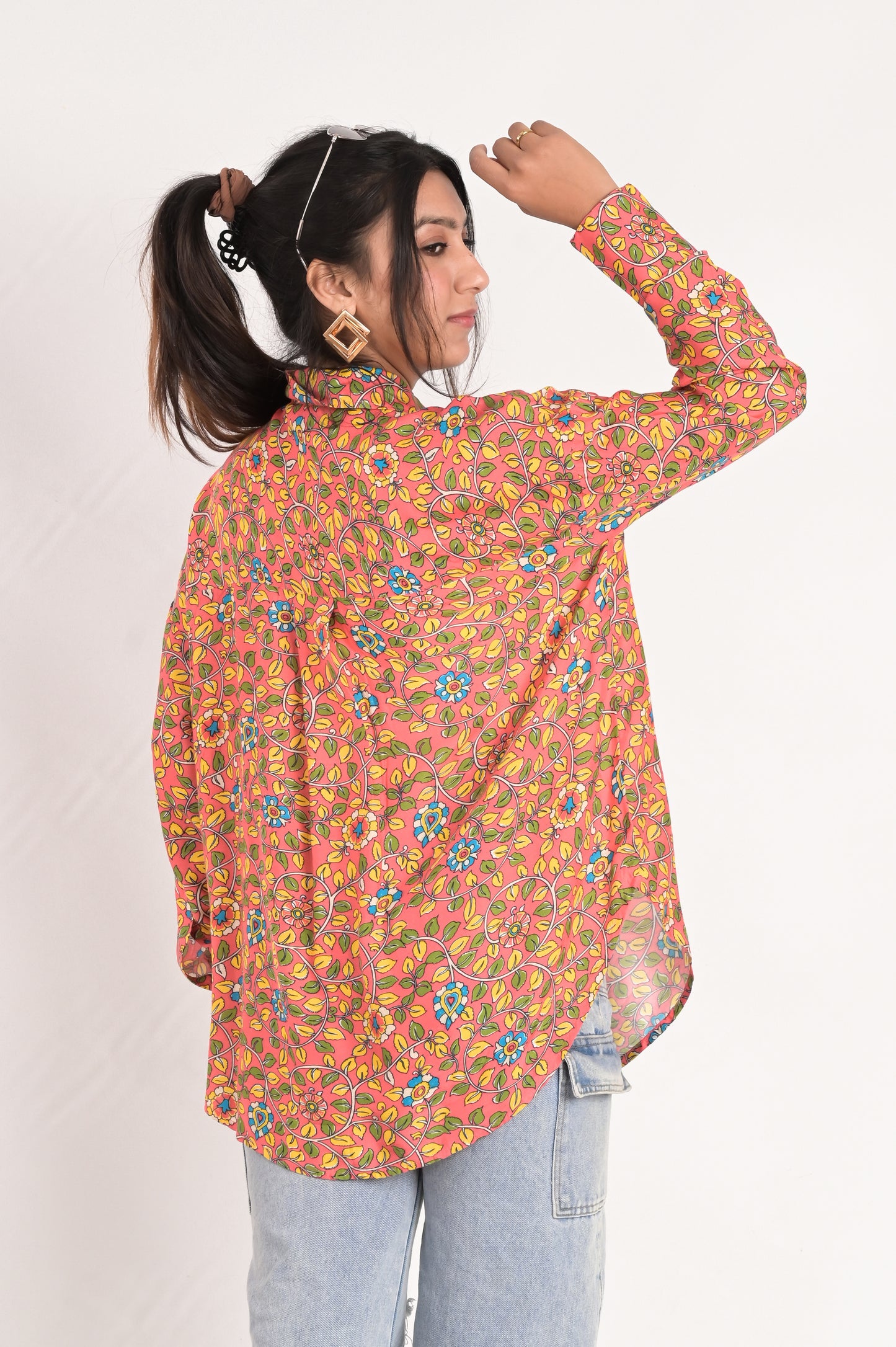 Peach Paisley Print Shirt