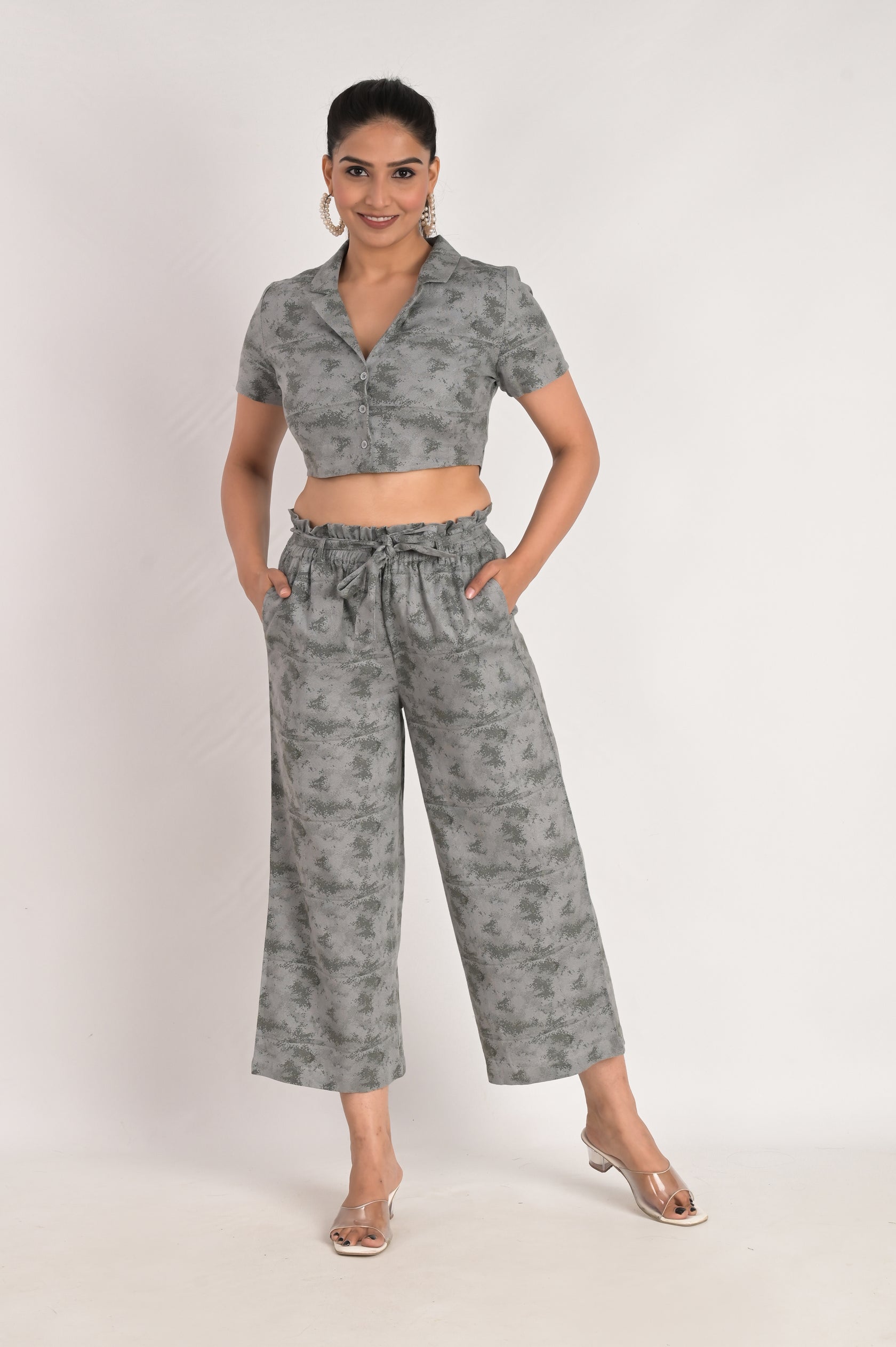 Grey Linen Co-Ord Set – KIZI Apparels