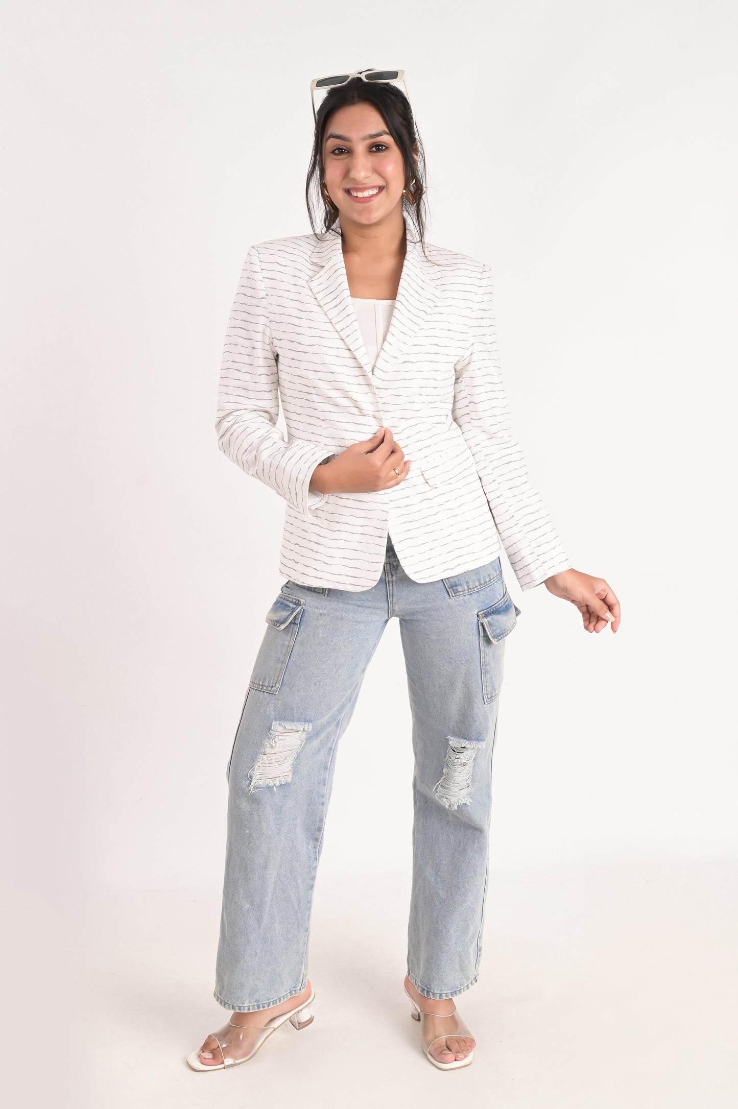 Nautical Stripe Elegance Blazer