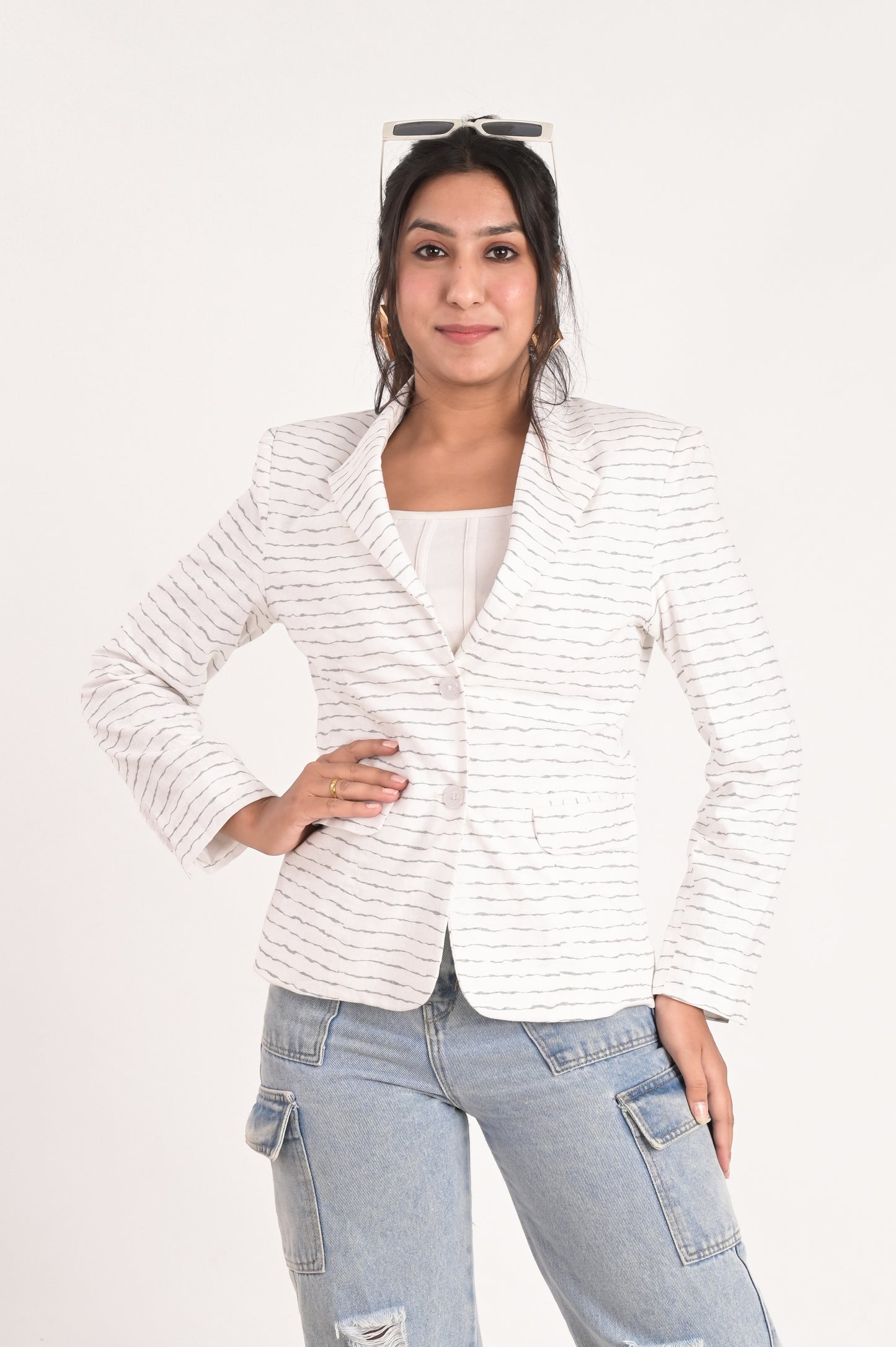 Nautical Stripe Elegance Blazer