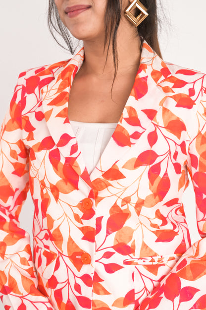 Botanical Leaf Print Blazer