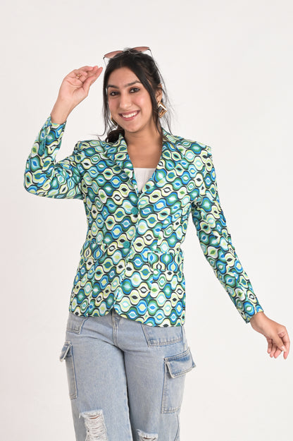 Geometric Green Chic Blazer