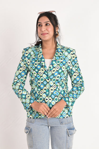 Geometric Green Chic Blazer