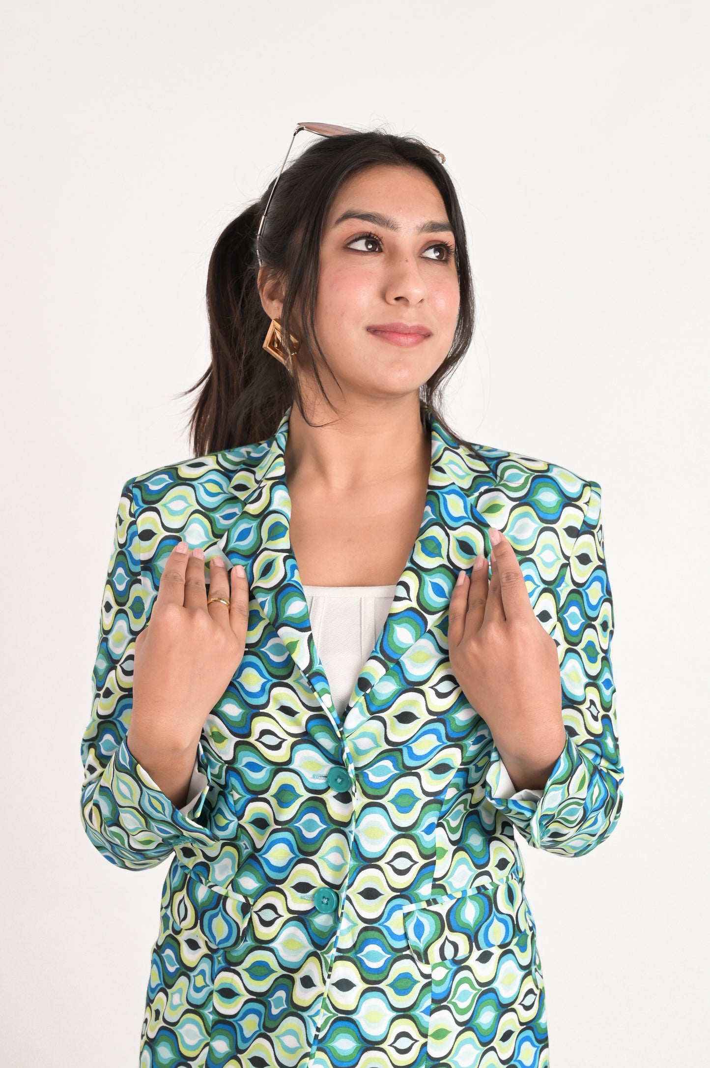 Geometric Green Chic Blazer