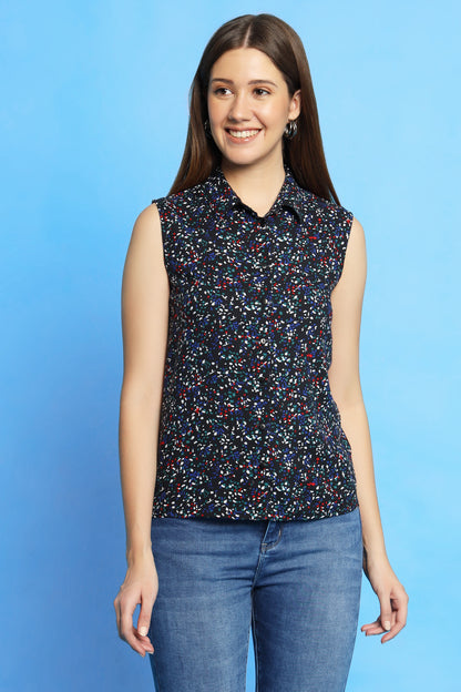 Navy Blue Sleeveless Shirt