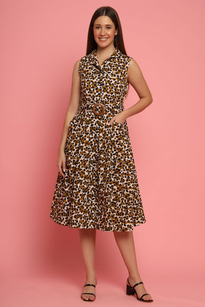 Leopard Print Midi Dress