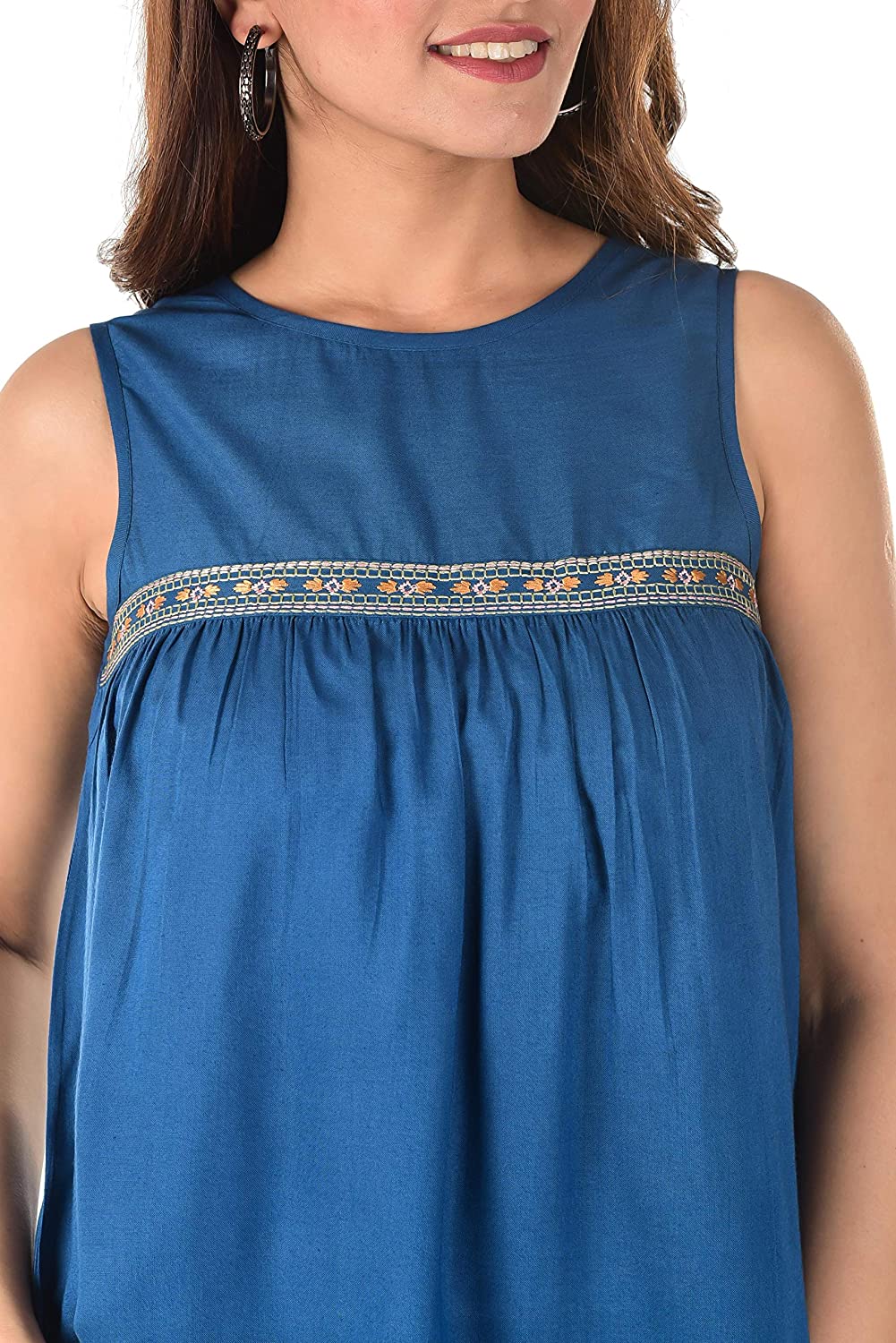Teal Blue Embroidered Top