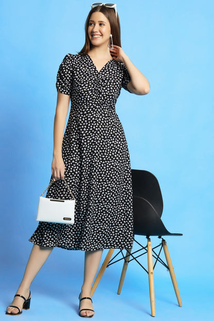 Ditsy Drama Midi Dress