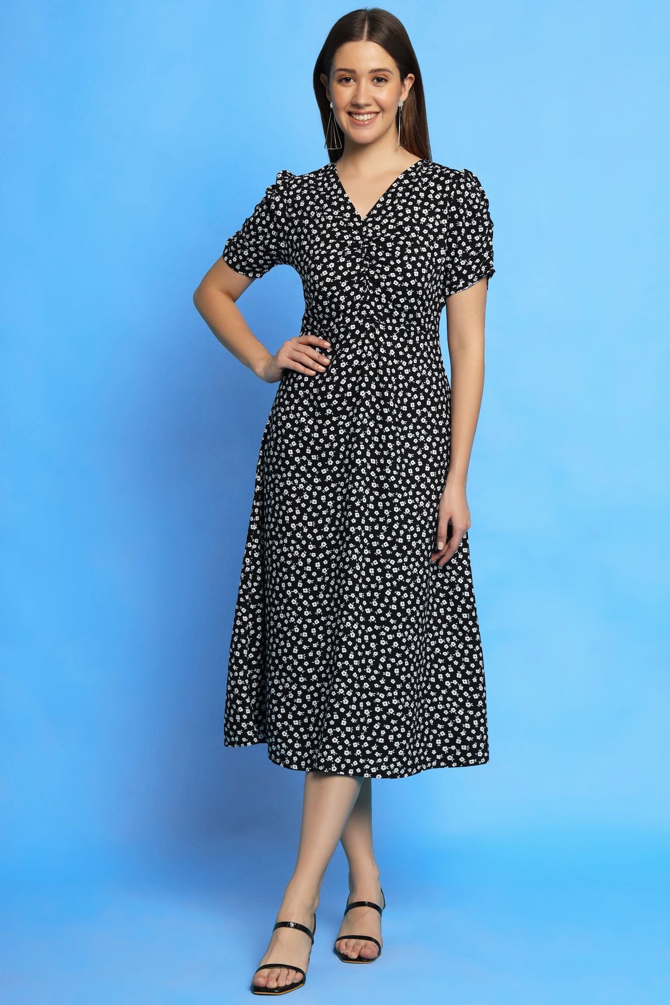 Ditsy Drama Midi Dress