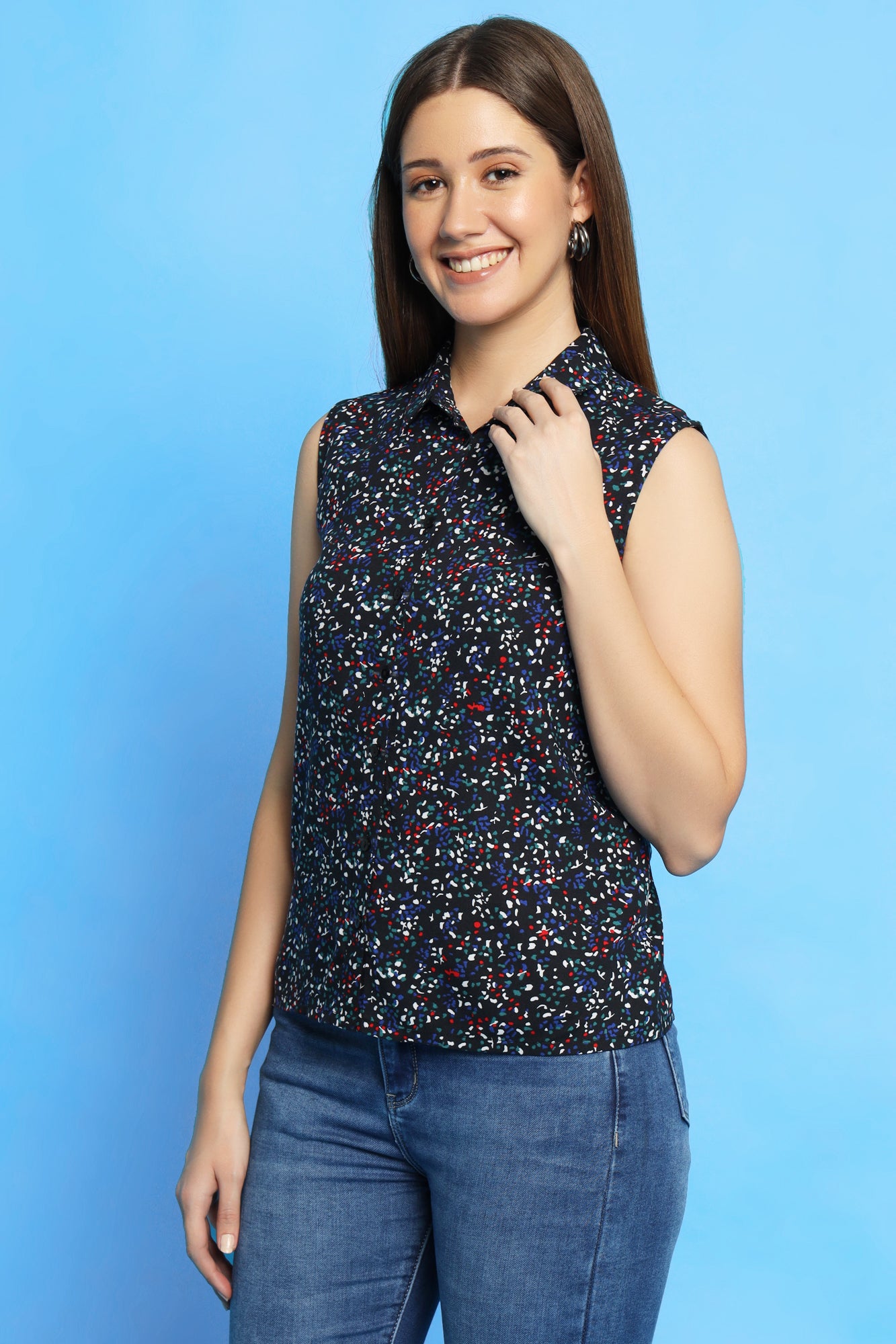 Navy Blue Sleeveless Shirt