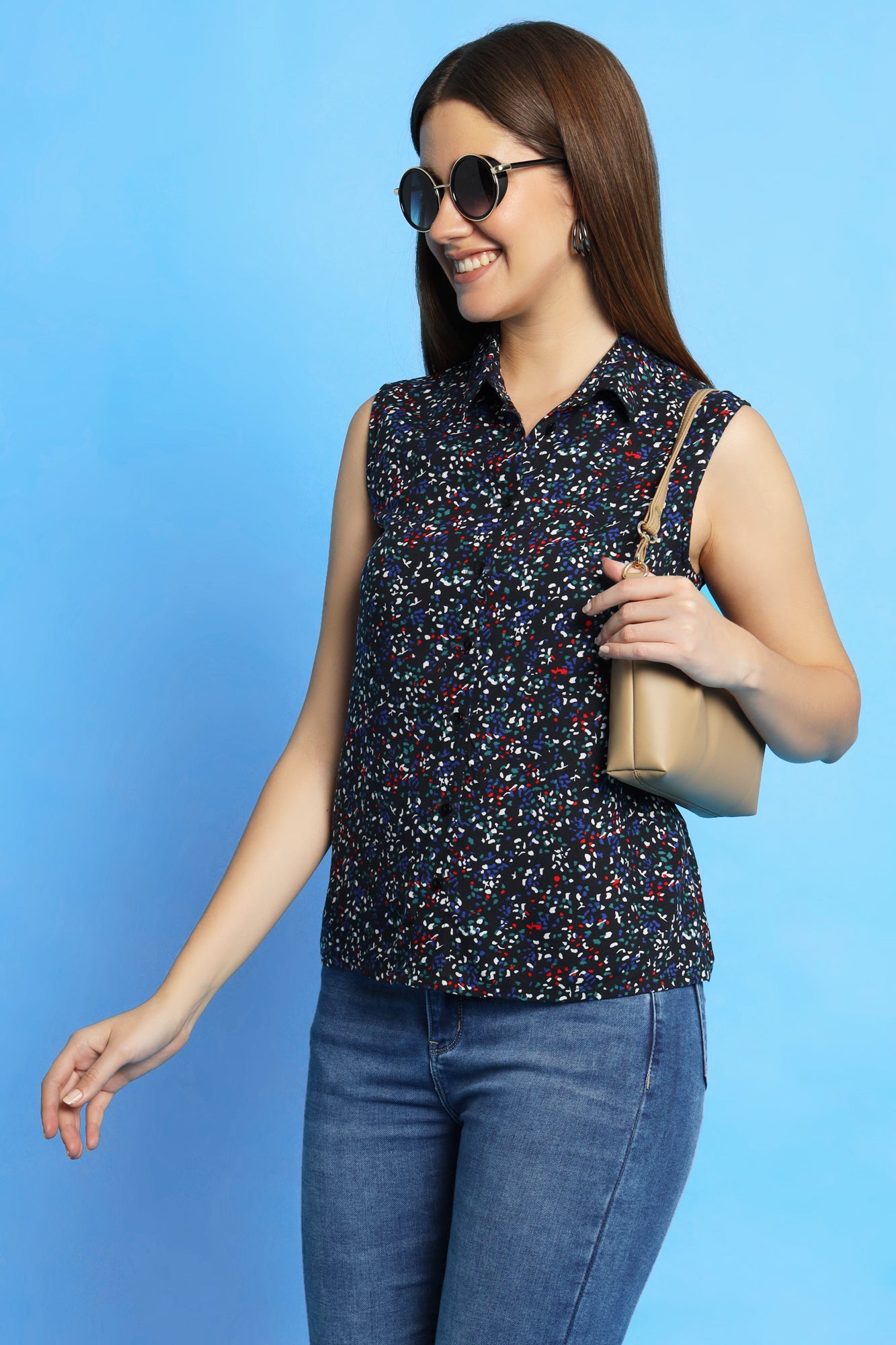 Navy Blue Sleeveless Shirt